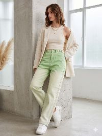 Mint Fade: High-Waisted Ombre Straight-Leg Jeans Mint Fade: High-Waisted Ombre Straight-Leg Jeans