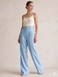 The Tailored Wide-Leg Pleated Trouser in Sky Blue The Tailored Wide-Leg Pleated Trouser in Sky Blue