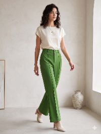 The High-Waisted Pin-Tuck Straight-Leg Trouser in Kelly Green The High-Waisted Pin-Tuck Straight-Leg Trouser in Kelly Green