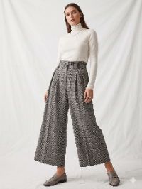 The Paperbag Wide-Leg Pleated Trouser in Heritage Glen Plaid The Paperbag Wide-Leg Pleated Trouser in Heritage Glen Plaid