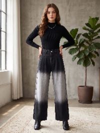 High-Waist Ombré Pleated Wide-Leg Jeans High-Waist Ombré Pleated Wide-Leg Jeans