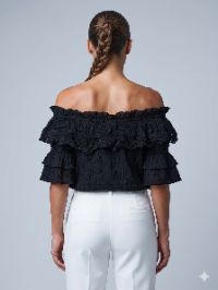 The Onyx Cascade Off-the-Shoulder Blouse The Onyx Cascade Off-the-Shoulder Blouse