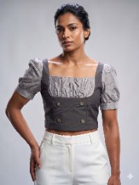 The Charcoal & Slate Ruched Milkmaid Crop The Charcoal & Slate Ruched Milkmaid Crop
