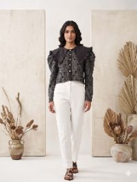 The Charcoal Broderie Statement Collar Blouse The Charcoal Broderie Statement Collar Blouse