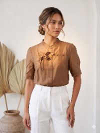 The Toffee Silk-Poplin Utility Blouse The Toffee Silk-Poplin Utility Blouse